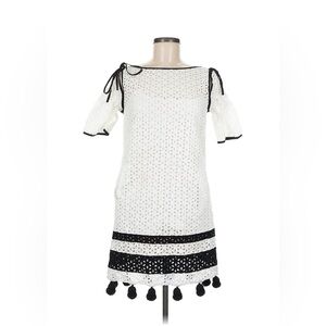 MONSE Eyelet Lace Shift Dress With Pom Poms And Bow Detail Size 8